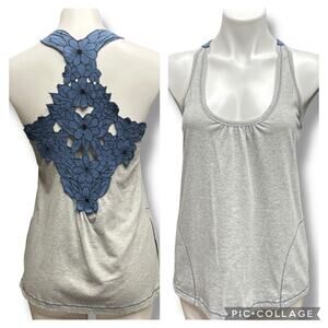 Y2K Tank Top Embroidered Applique Floral Pockets Boho Festival Fairycore Sz S